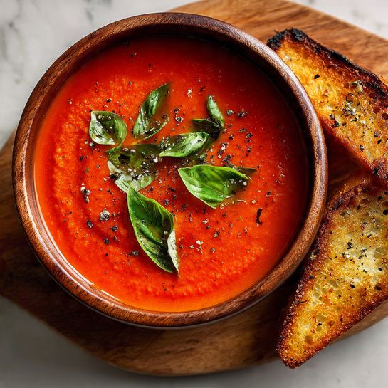 Roasted Tomato Basil Soup: Velvety Red Comfort Recipe - Recipe Image