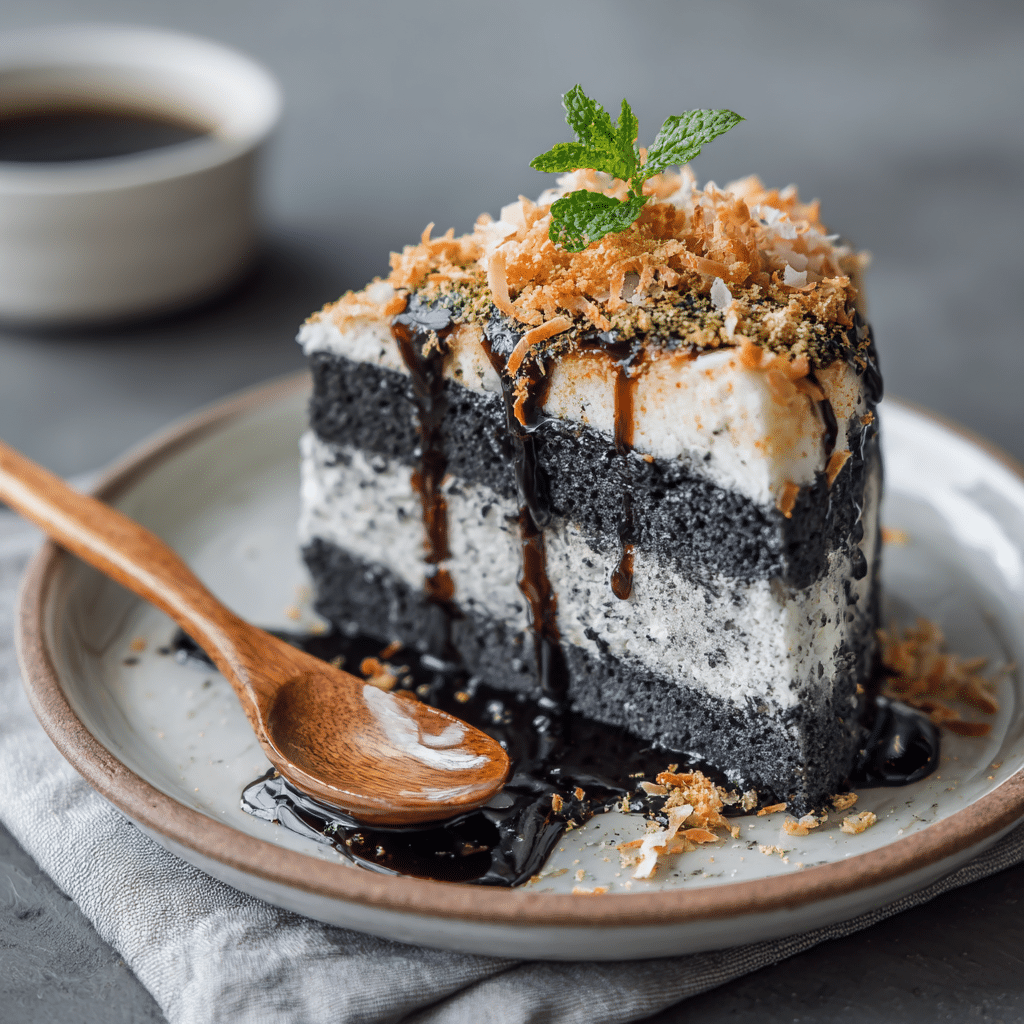 Charcoal Coconut Cloud Cake Recipe - Recipe Image