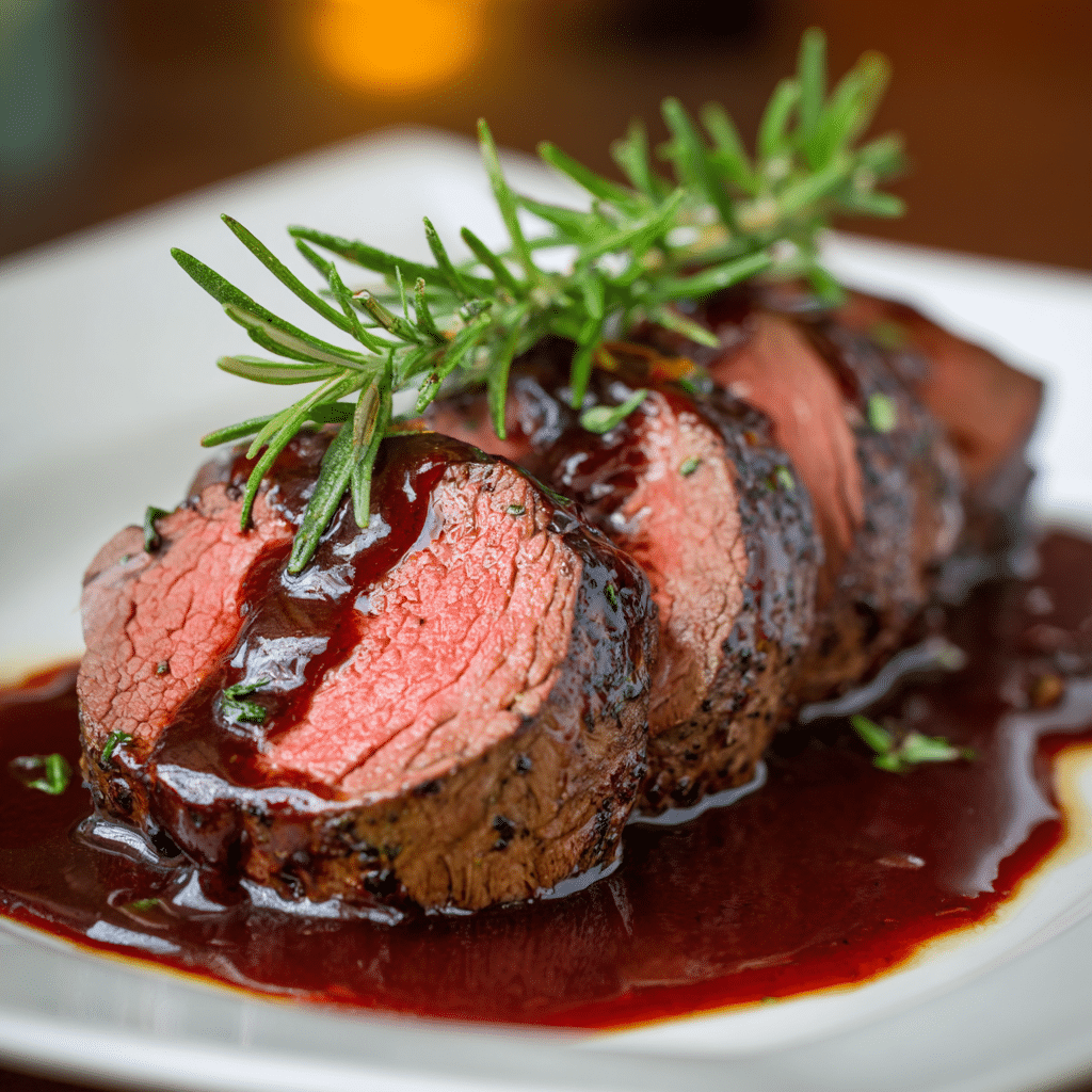 Beef Tenderloin with Red Wine Reduction Recipe