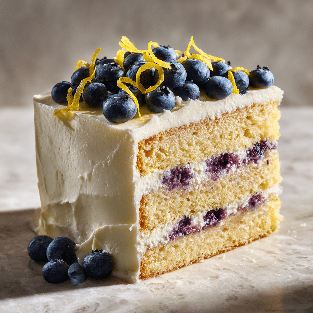 Lemon Blueberry Layer Cake with Swiss Meringue Buttercream Recipe