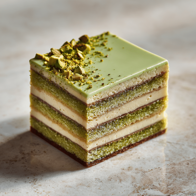 Raspberry Pistachio Opera Cake Recipe