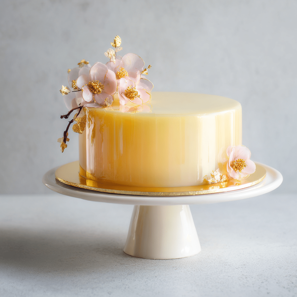 Mango Lychee Mirror Cake Recipe - Recipe Image
