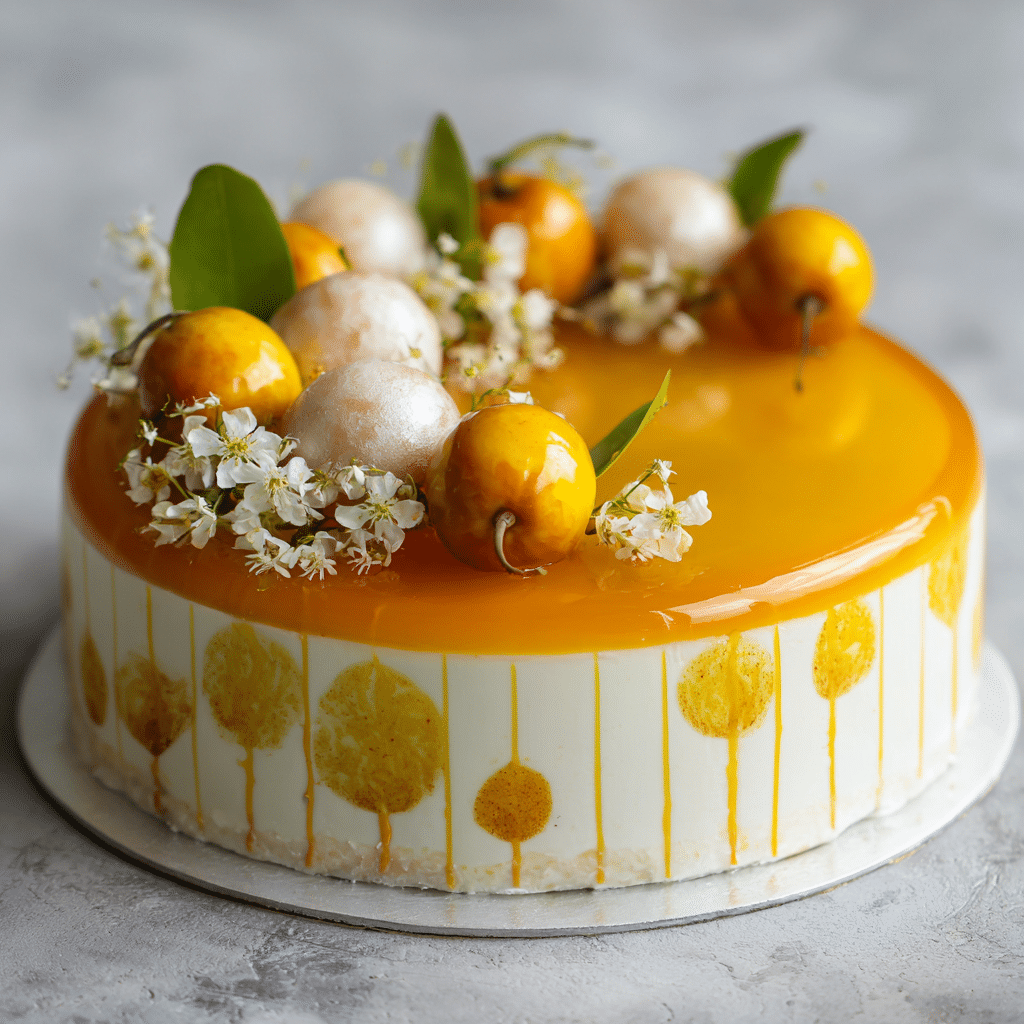 Mango Lychee Mirror Cake Recipe - Recipe Image
