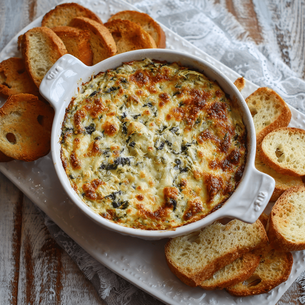 Baked Cheesy Spinach & Artichoke Dip Recipe