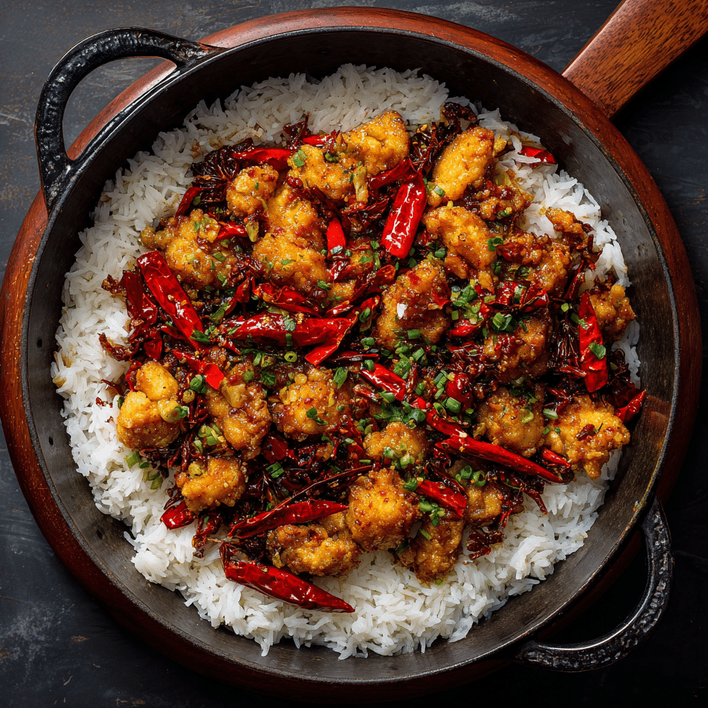 Spicy Szechuan Chicken with Rice Recipe - Recipe Image
