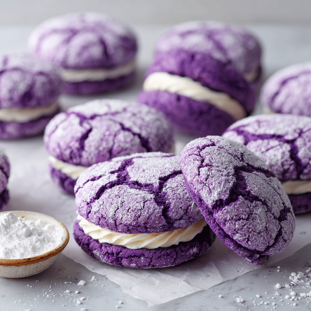 Ube Crinkle Sandwich Cookies Recipe
