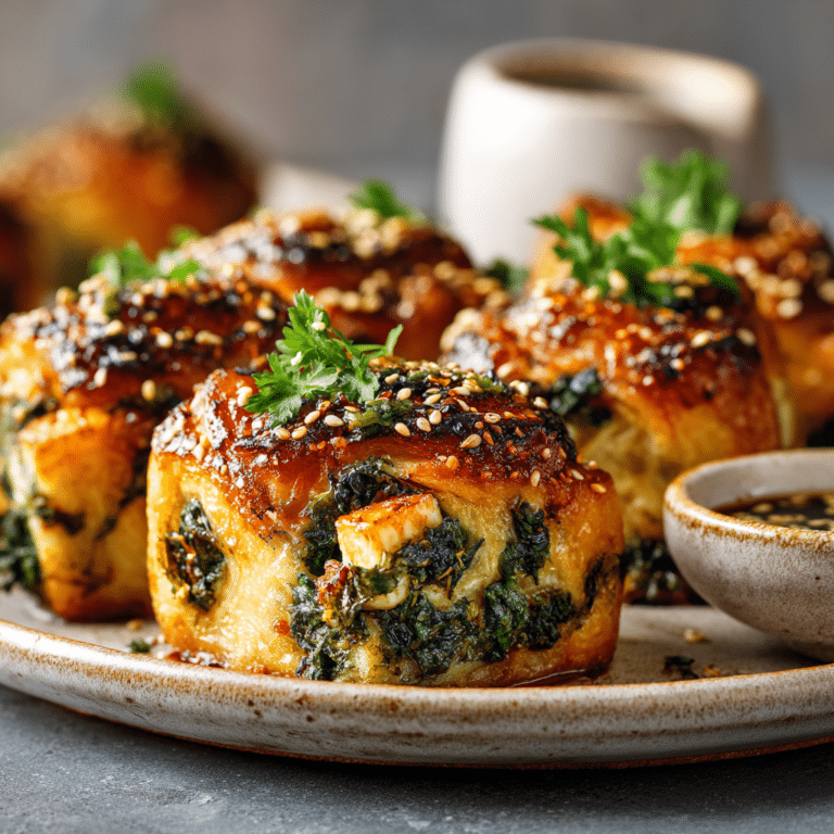 Crispy Baked Halloumi & Spinach Rolls with Chili Maple Glaze