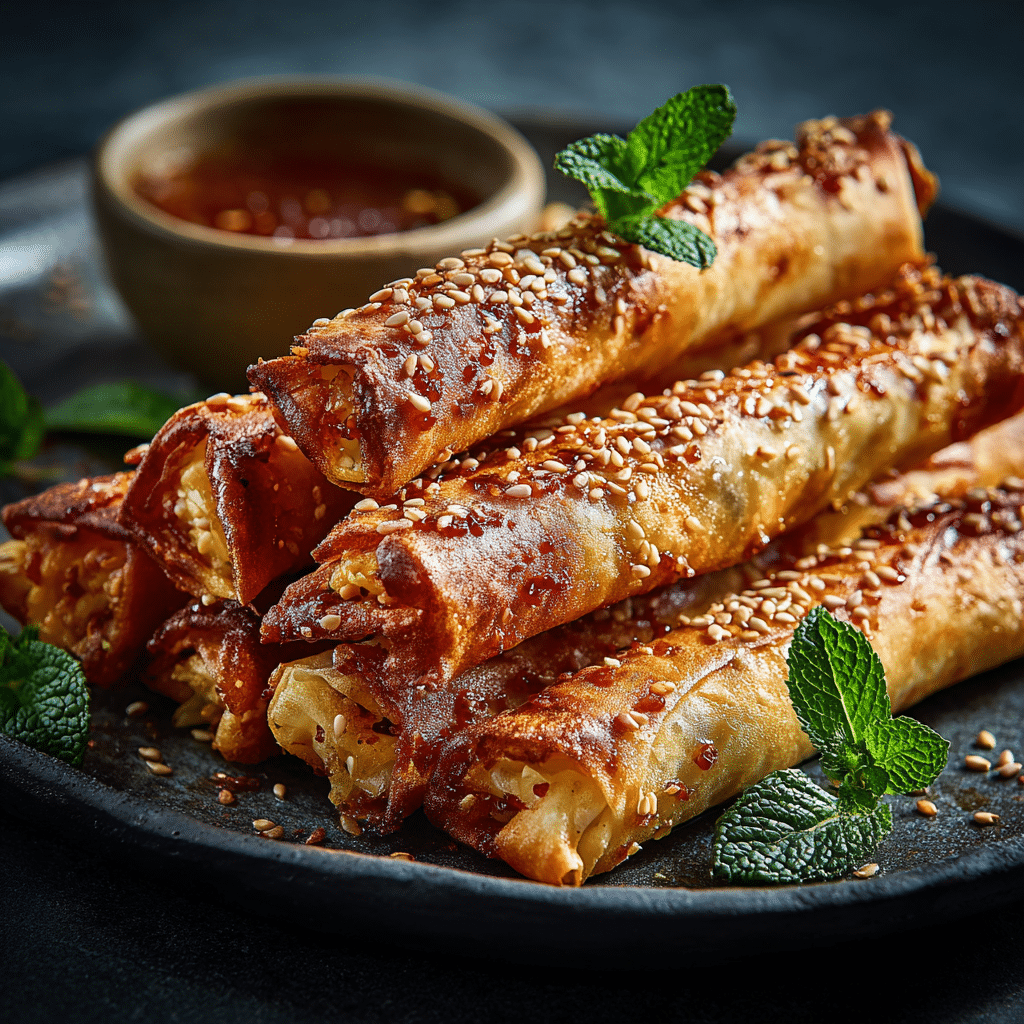 Mediterranean Feta & Roasted Red Pepper Cigars with Harissa Honey