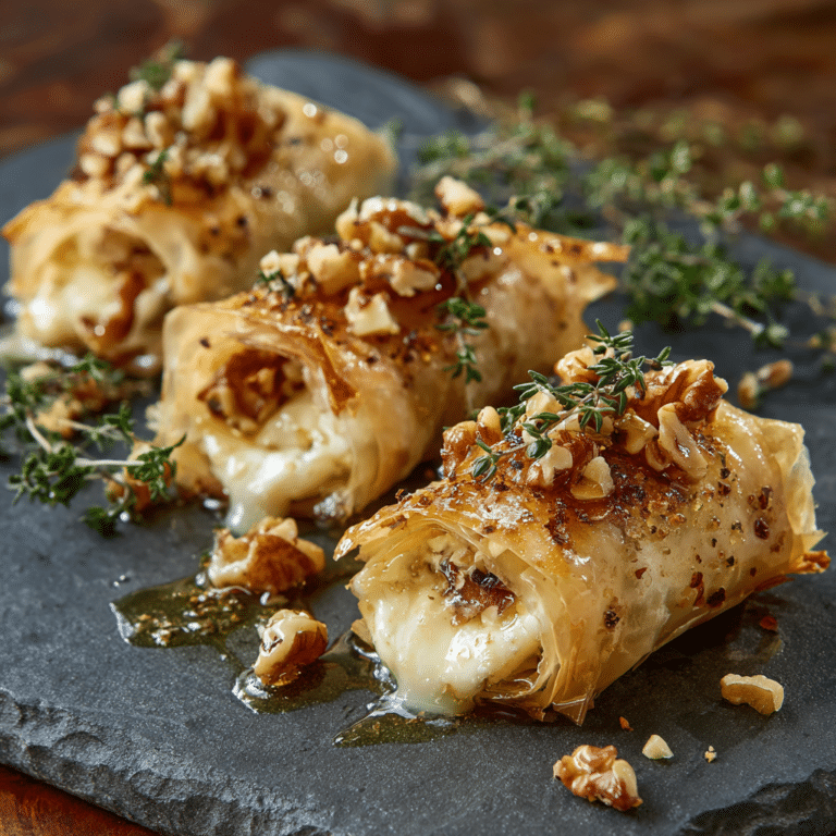 Crispy Baked Brie & Walnut Phyllo Rolls with Chili Honey Recipe