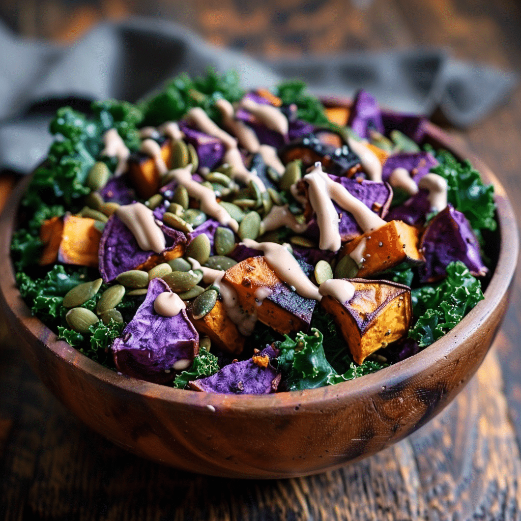 Purple Sweet Potato & Kale Salad: Vibrant Root Magic Recipe - Recipe Image