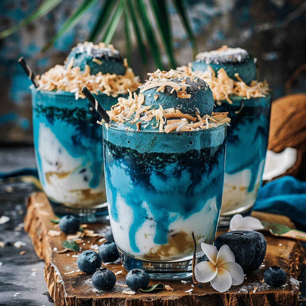 Blue Spirulina Coconut Smoothie Cups: Ocean Magic Recipe - Recipe Image