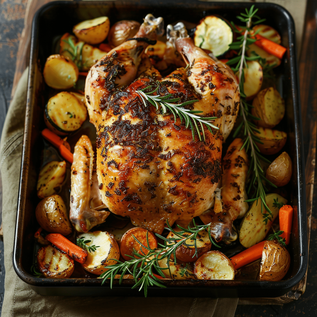 Lemon Herb Roast Chicken with Vegetables Recipe - Recipe Image