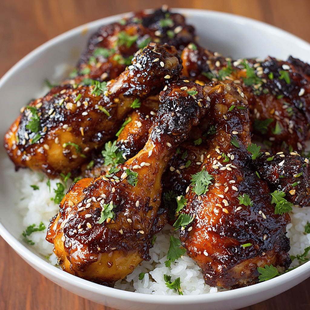 Honey Garlic Glazed Chicken Drumsticks Recipe - Recipe Image