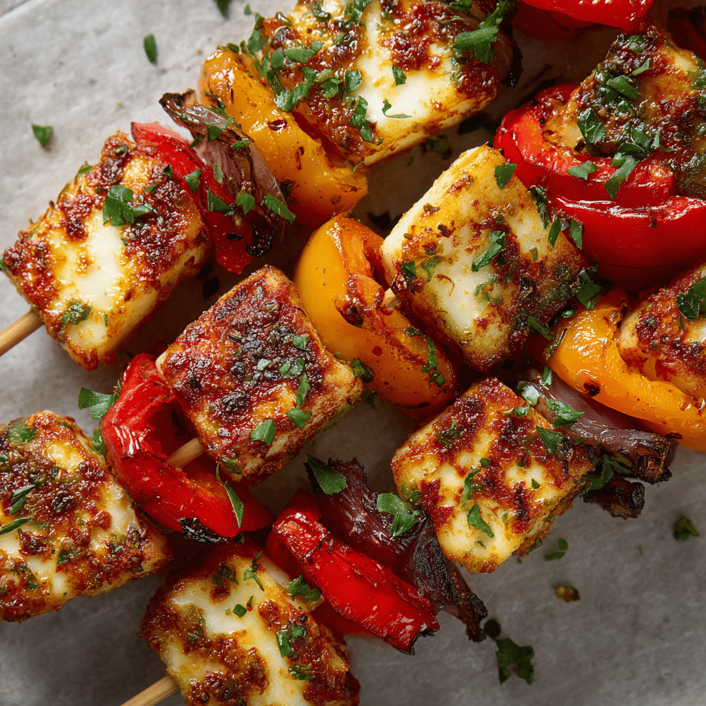 Roasted Pepper & Halloumi Skewers Recipe - Recipe Image