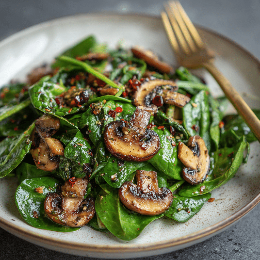 Warm Spinach & Mushroom Salad Recipe - Recipe Image
