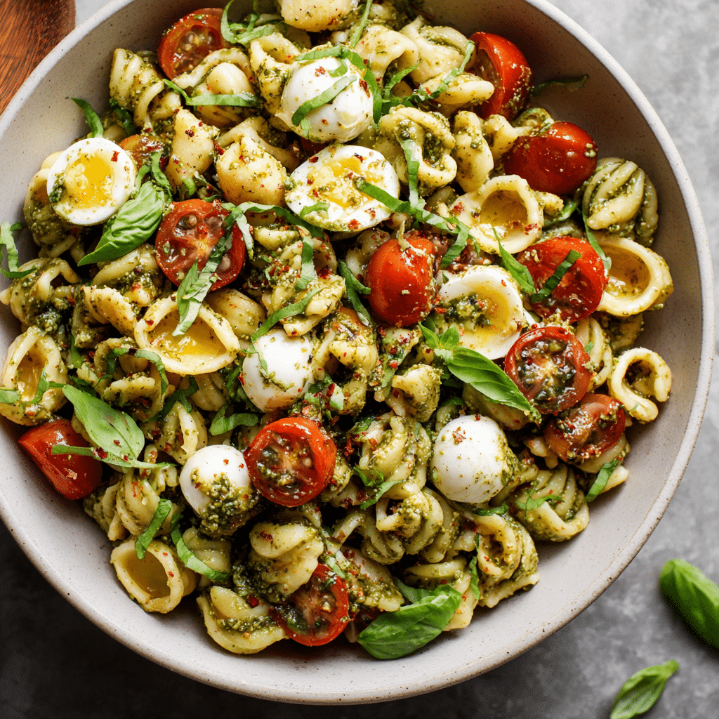 Pesto Caprese Pasta Salad Recipe - Recipe Image