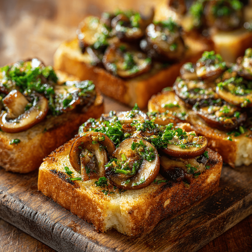 Garlic Butter Mushroom Toasts Recipe - Recipe Image