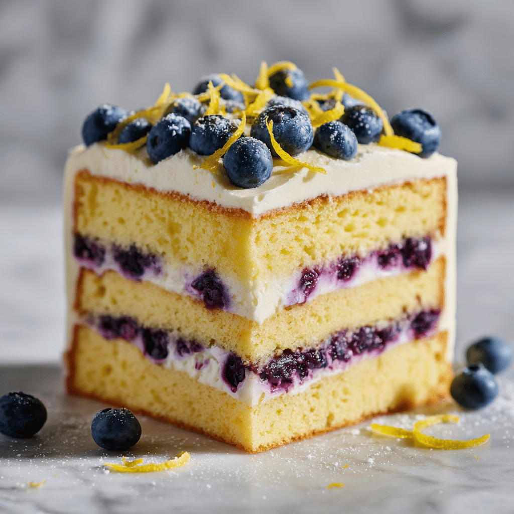 Lemon Blueberry Layer Cake with Swiss Meringue Buttercream Recipe - Recipe Image