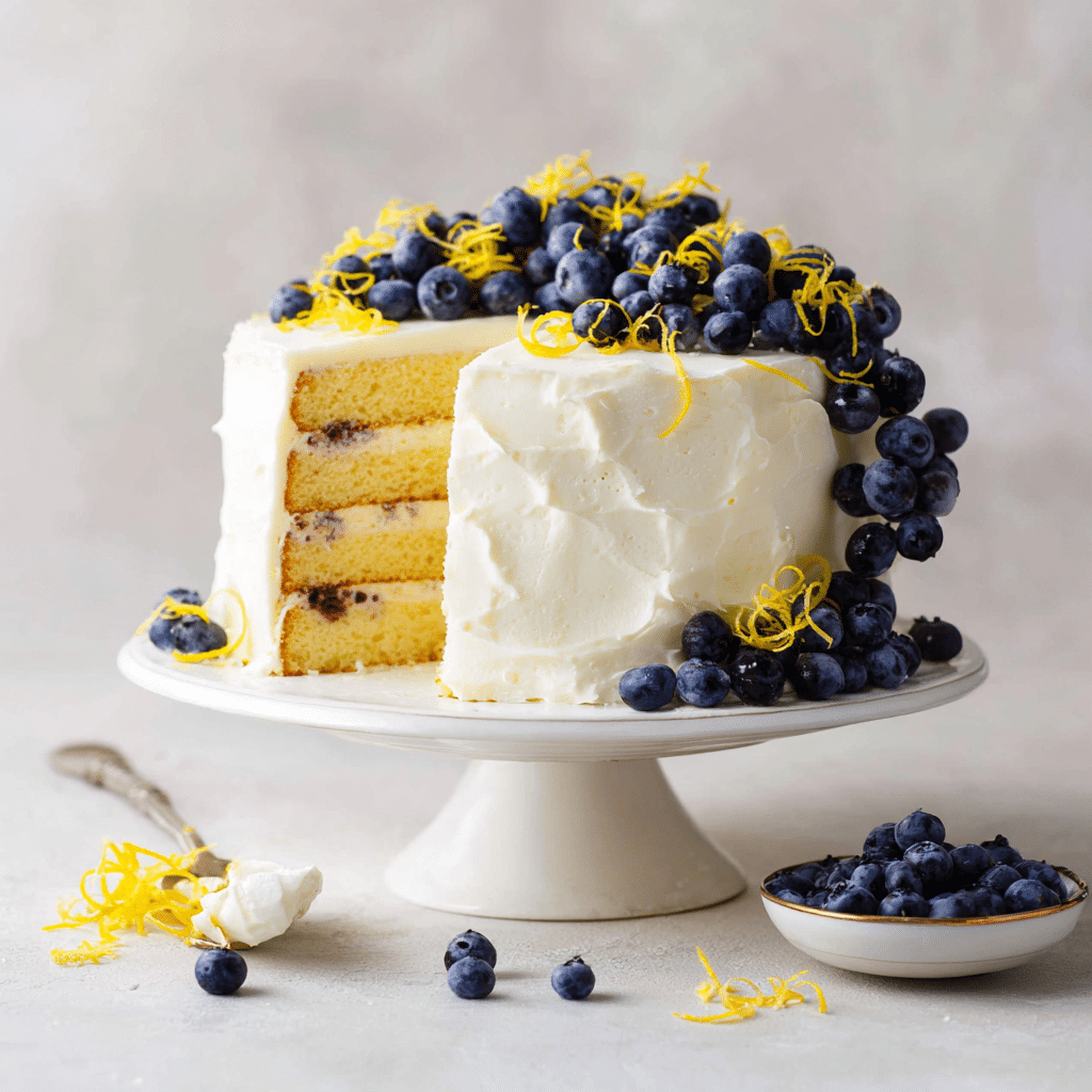 Lemon Blueberry Layer Cake Recipe - Recipe Image