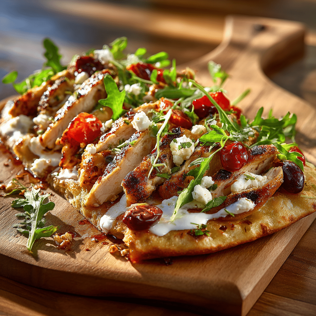 Mediterranean Chicken Flatbread Recipe - Recipe Image
