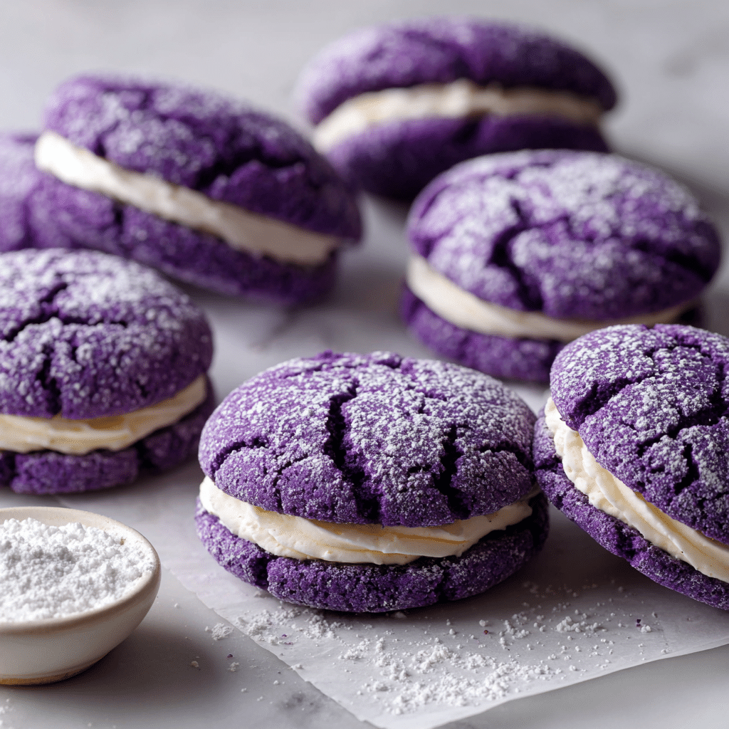 Ube Crinkle Sandwich Cookies Recipe - Recipe Image