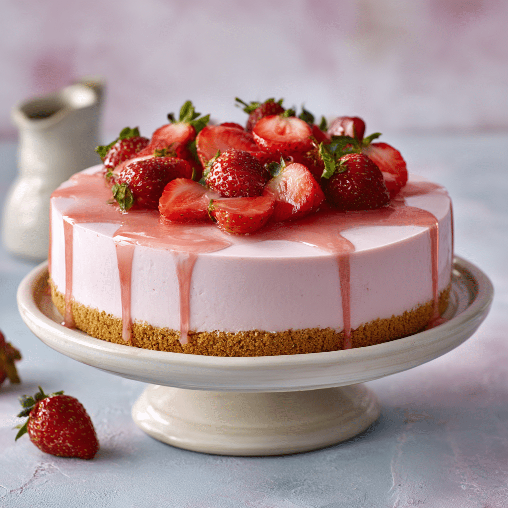 Dreamy Pinky Delight (Strawberry Cheesecake) Recipe - Recipe Image