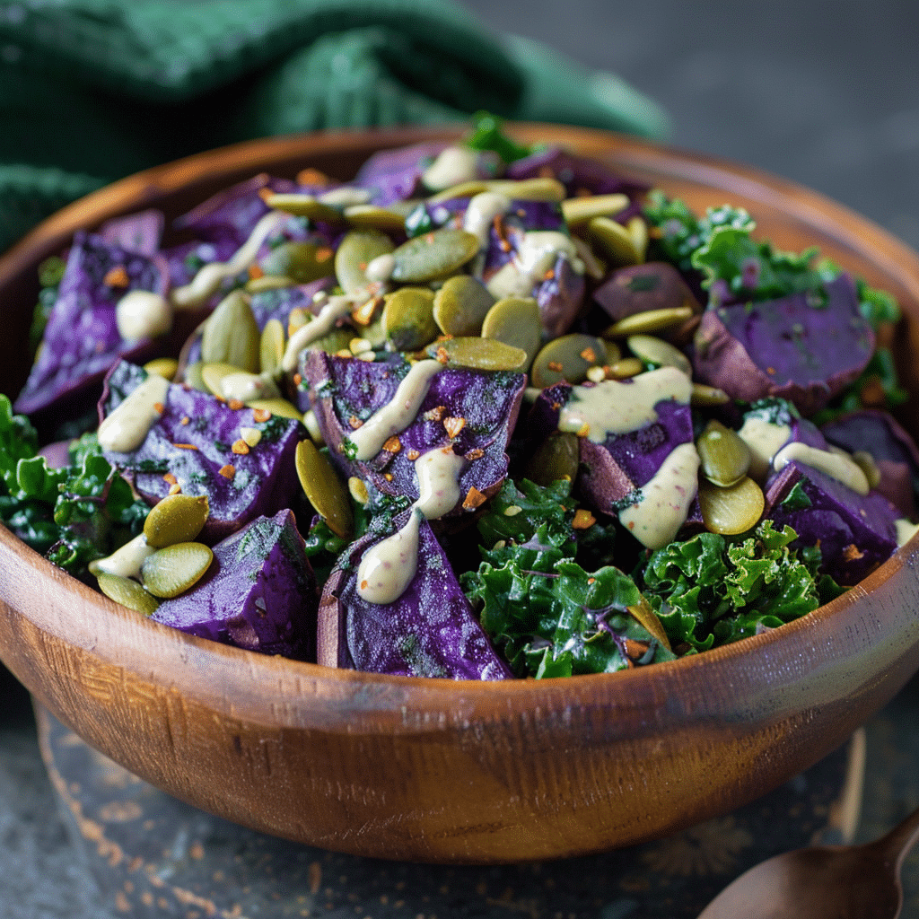 Purple Sweet Potato & Kale Salad: Vibrant Root Magic Recipe - Recipe Image