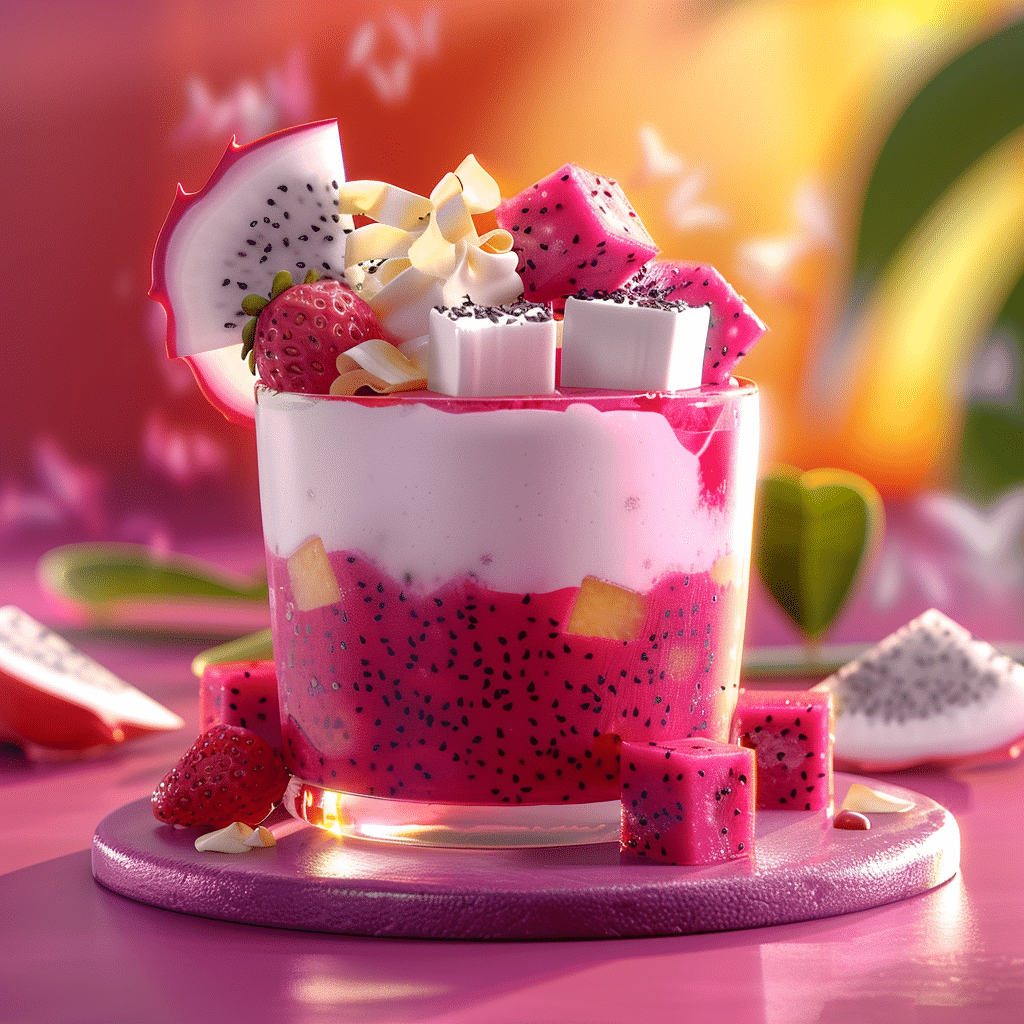Dragon Fruit Coconut Parfait: Electric Pink Layers Recipe - Recipe Image
