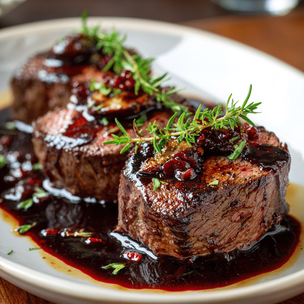 Beef Tenderloin with Red Wine Reduction Recipe - Recipe Image