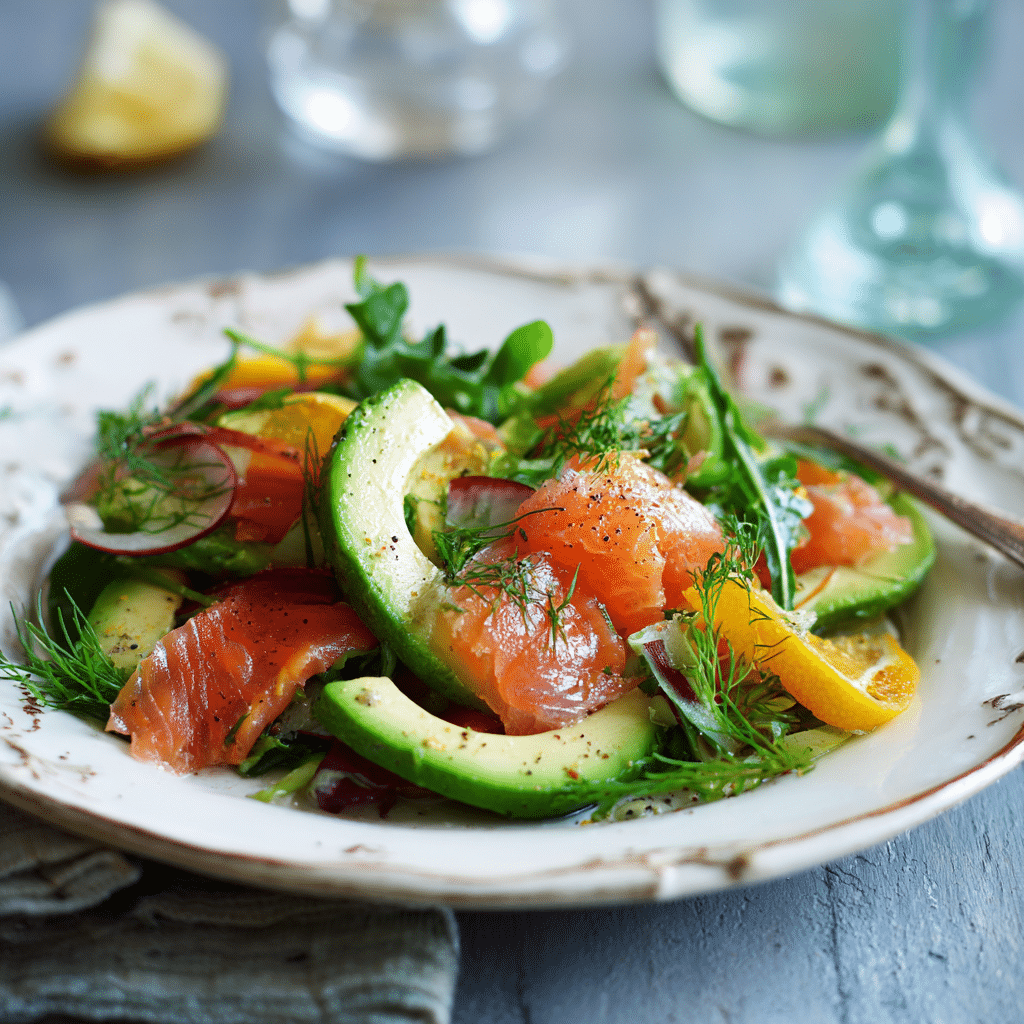 Avocado & Smoked Salmon Salad Recipe - Recipe Image