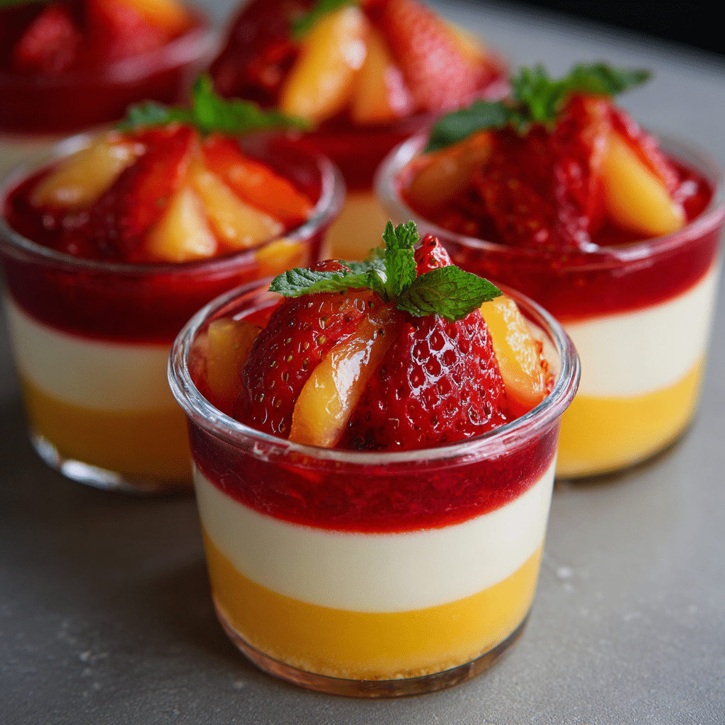 Mango Strawberry Panna Cotta Cups Recipe - Recipe Image