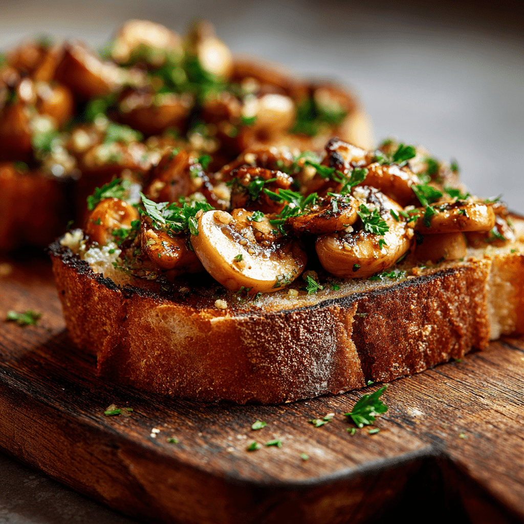 Garlic Butter Mushroom Toasts Recipe - Recipe Image
