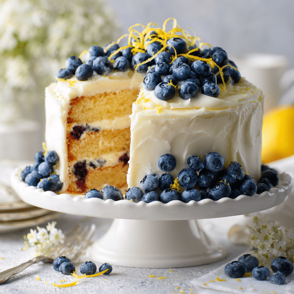 Lemon Blueberry Layer Cake Recipe - Recipe Image
