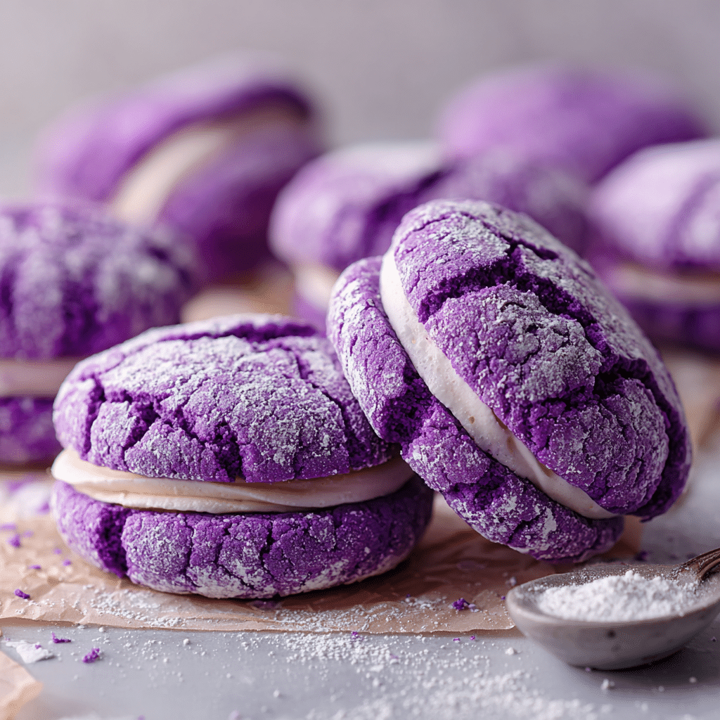Ube Crinkle Sandwich Cookies Recipe - Recipe Image
