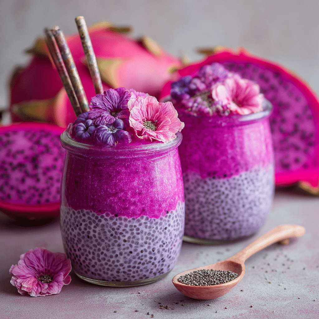 Rainbow Dragon Fruit Chia Pudding: Pink & Purple Magic Recipe - Recipe Image