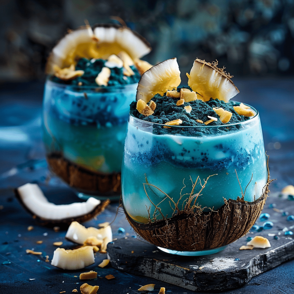 Blue Spirulina Coconut Smoothie Cups: Ocean Magic Recipe - Recipe Image