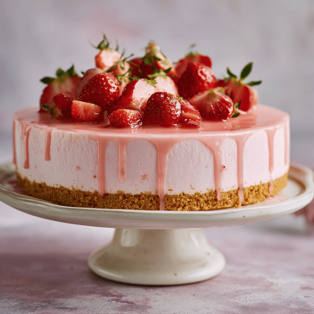 Dreamy Pinky Delight (Strawberry Cheesecake) Recipe - Recipe Image