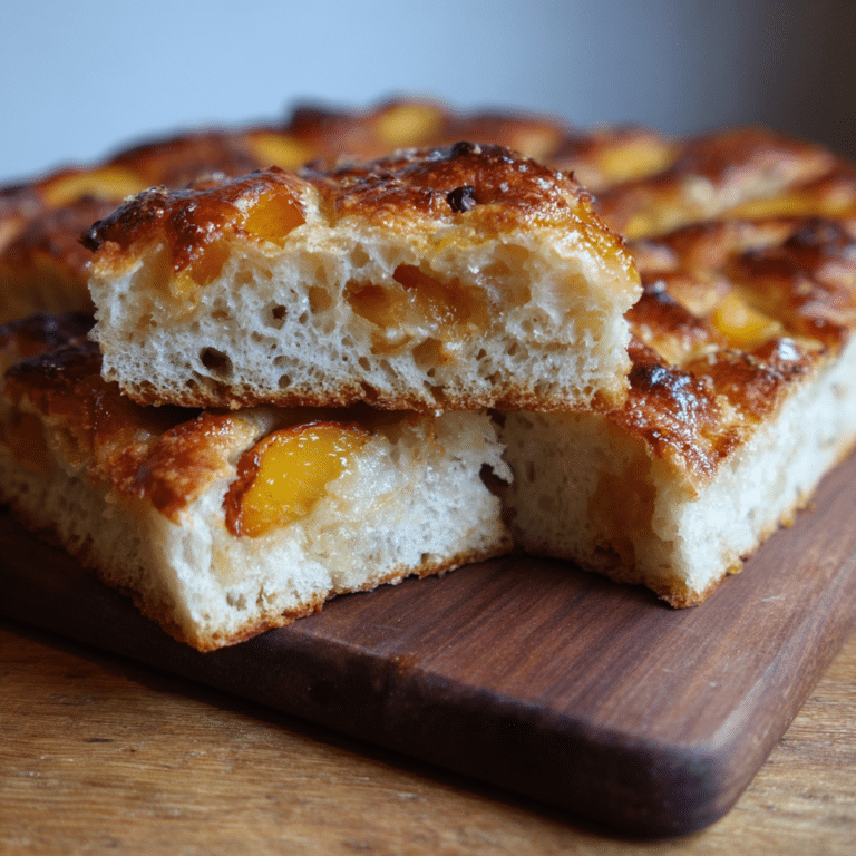 Sourdough Peach Honey Focaccia Bread Recipe