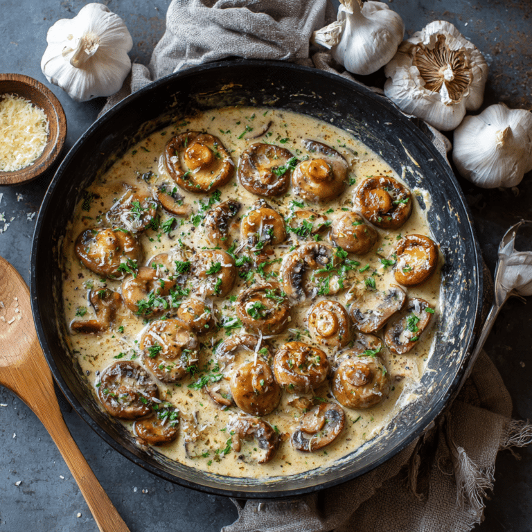 Creamy Garlic Mushrooms Recipe