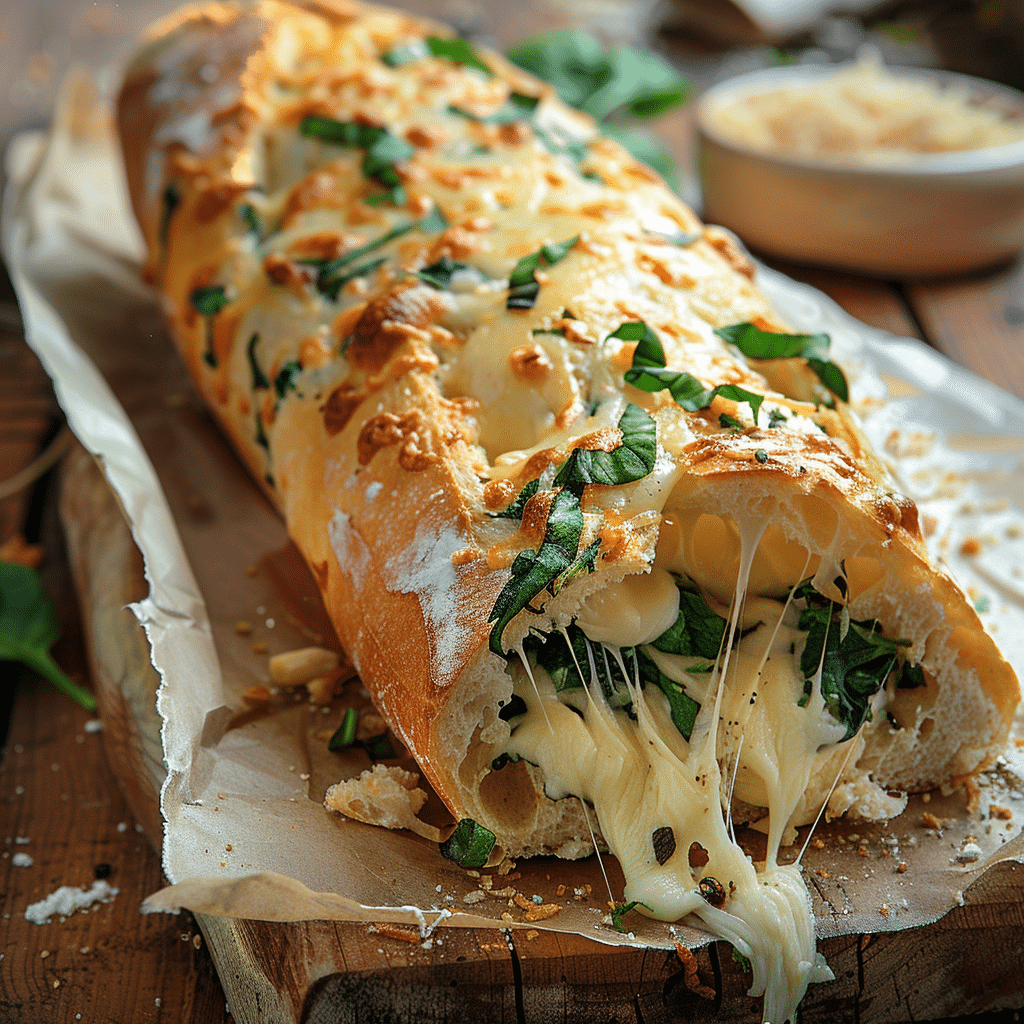 Cheesy Spinach Stuffed Bread Recipe
