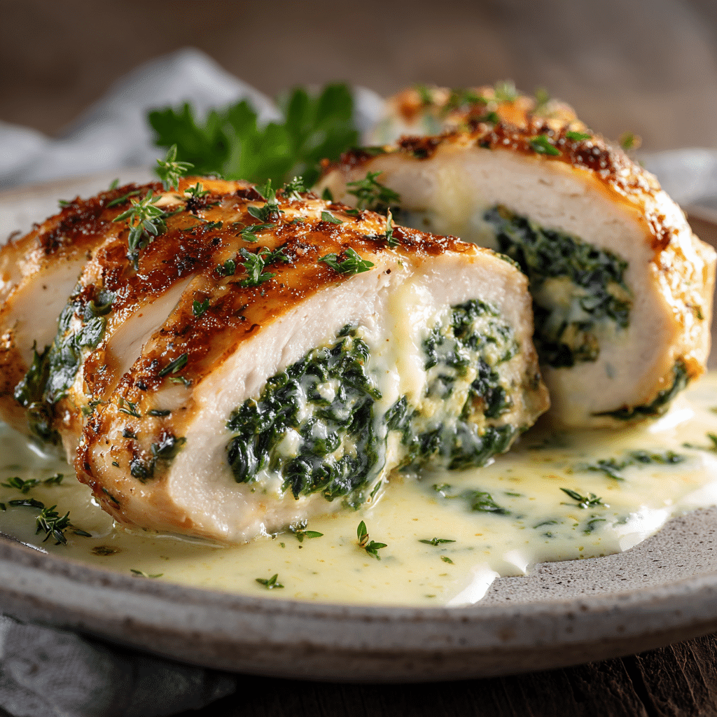 Cheesy Spinach Stuffed Chicken Recipe - Recipe Image