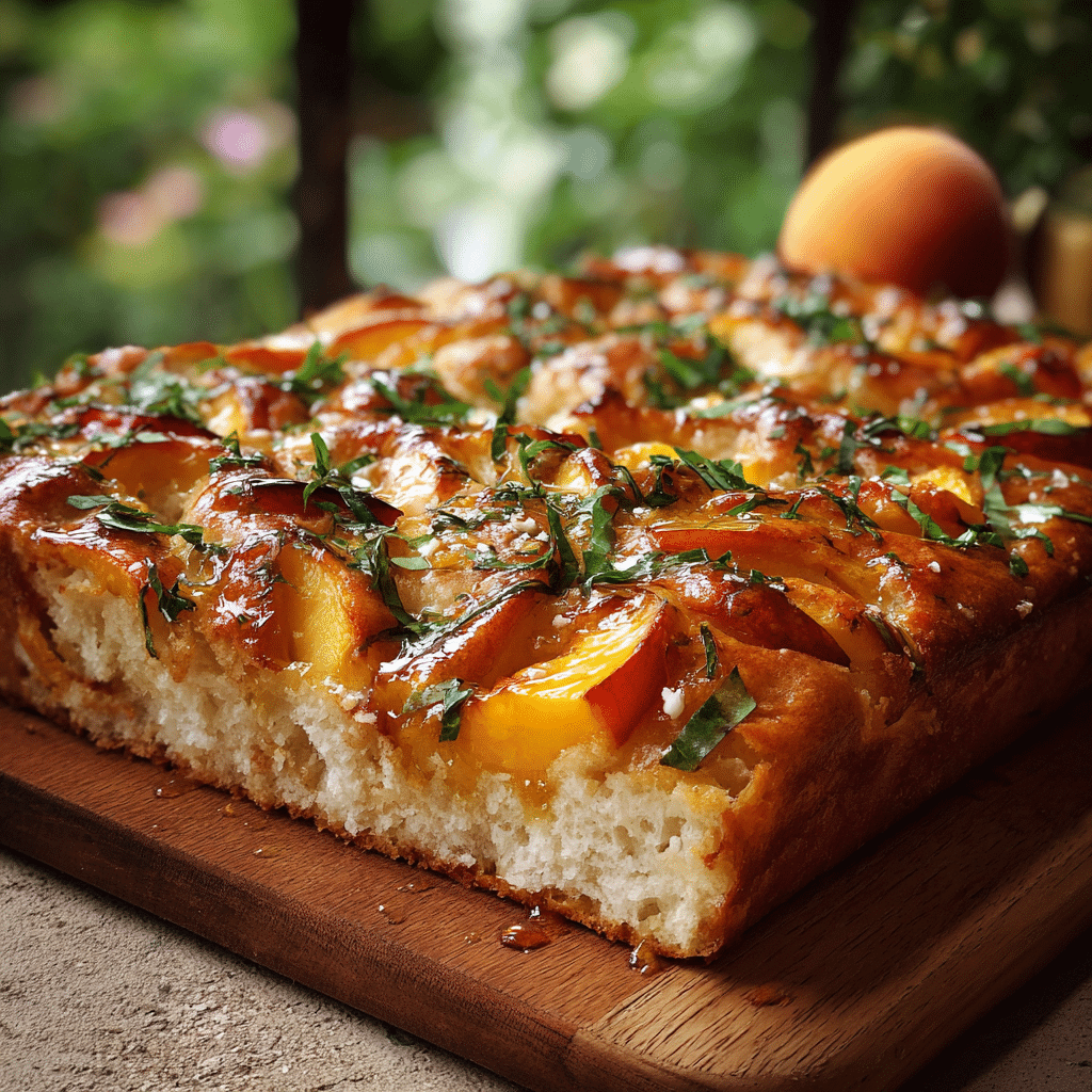 Sourdough Peach Honey Focaccia Bread Recipe - Recipe Image
