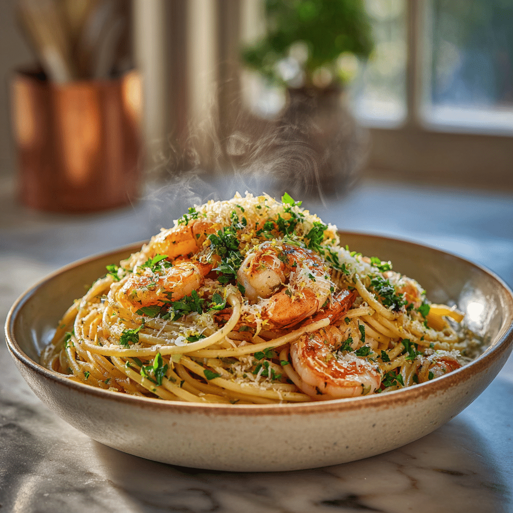 Garlic Butter Shrimp Pasta Recipe - Recipe Image