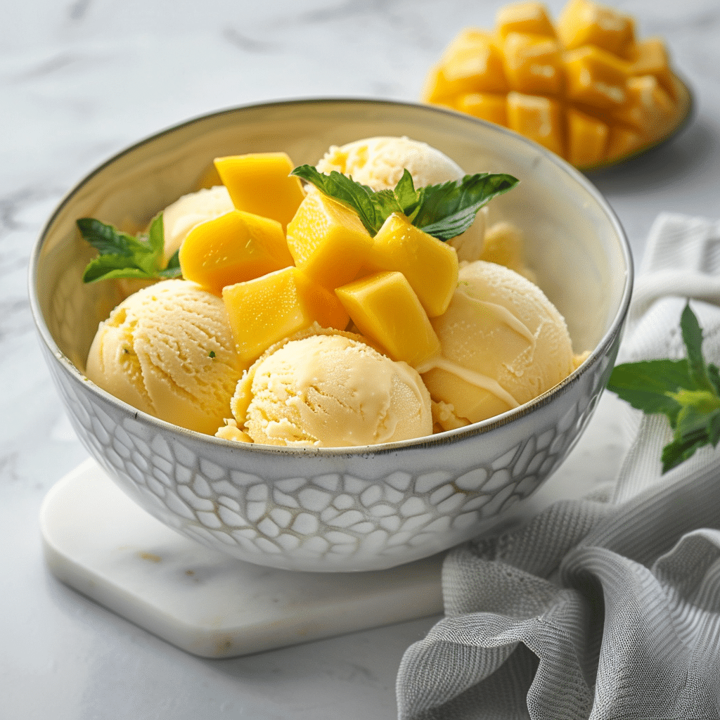 Mango Vanilla Ice Cream Bowl Recipe - Recipe Image