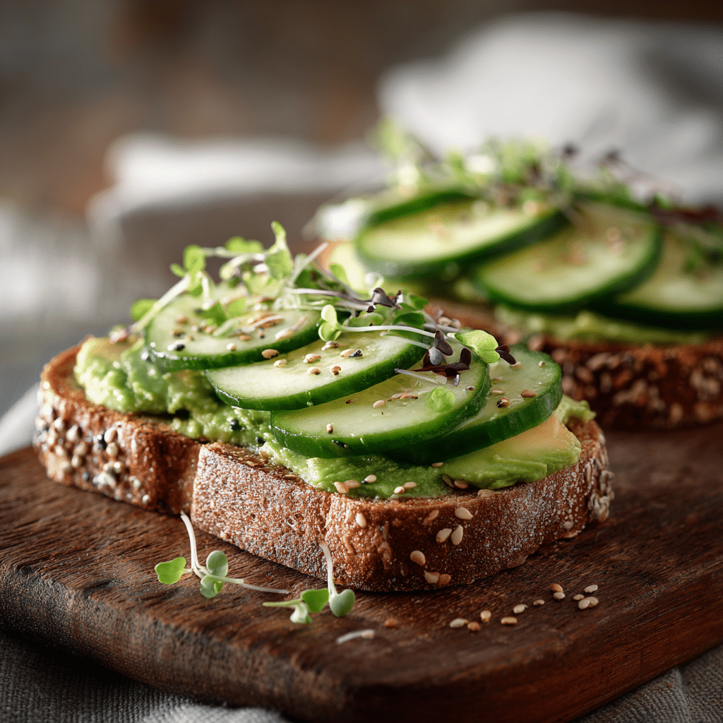 Creamy Avocado Cucumber Toast Recipe - Recipe Image
