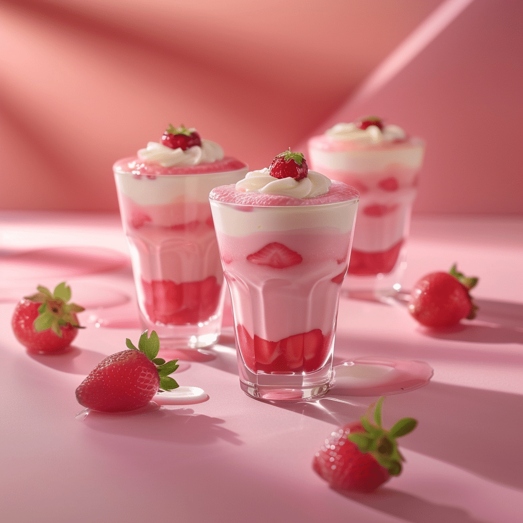 Strawberry Milk Jelly Cups Recipe - Recipe Image