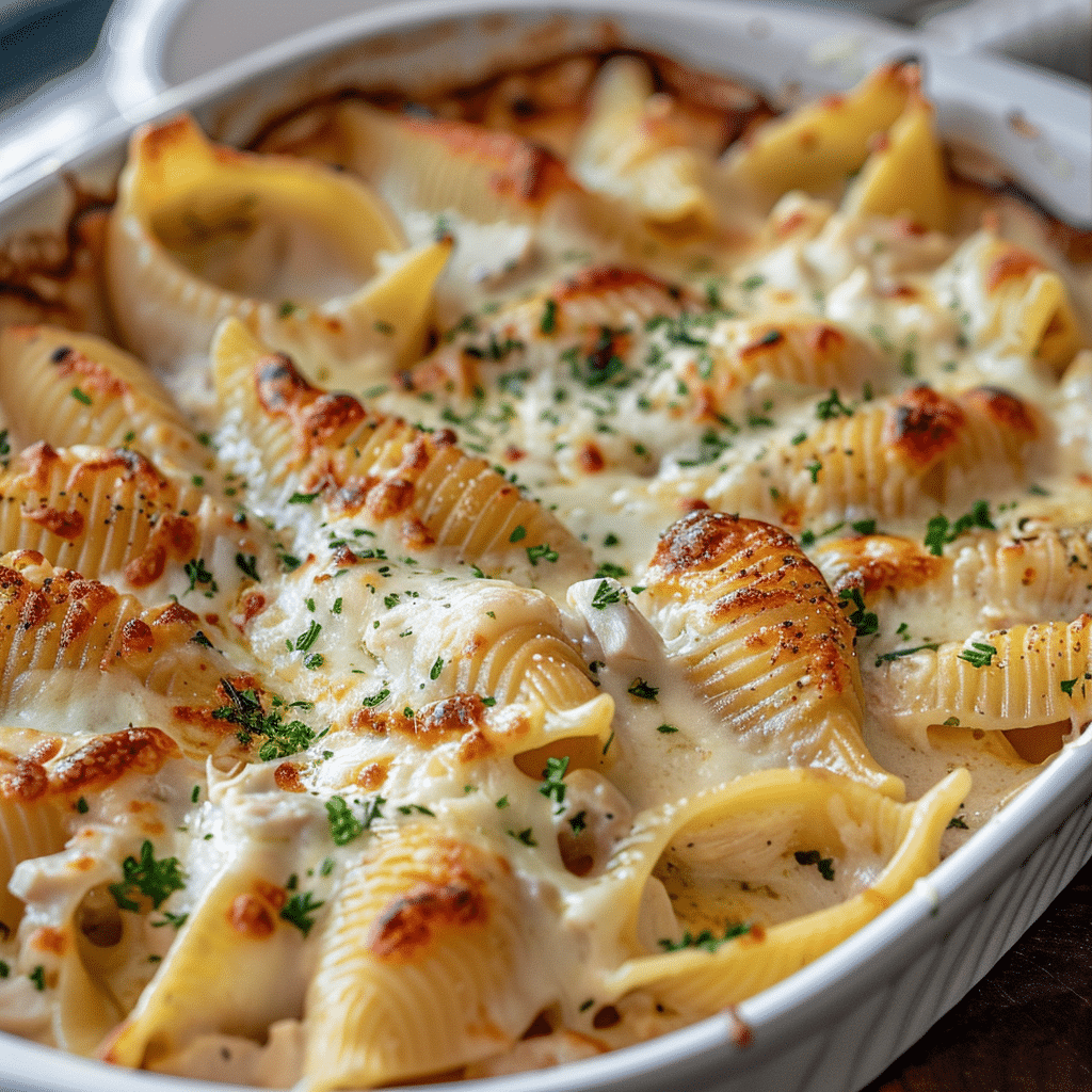 Chicken Alfredo Stuffed Shells Recipe - Recipe Image