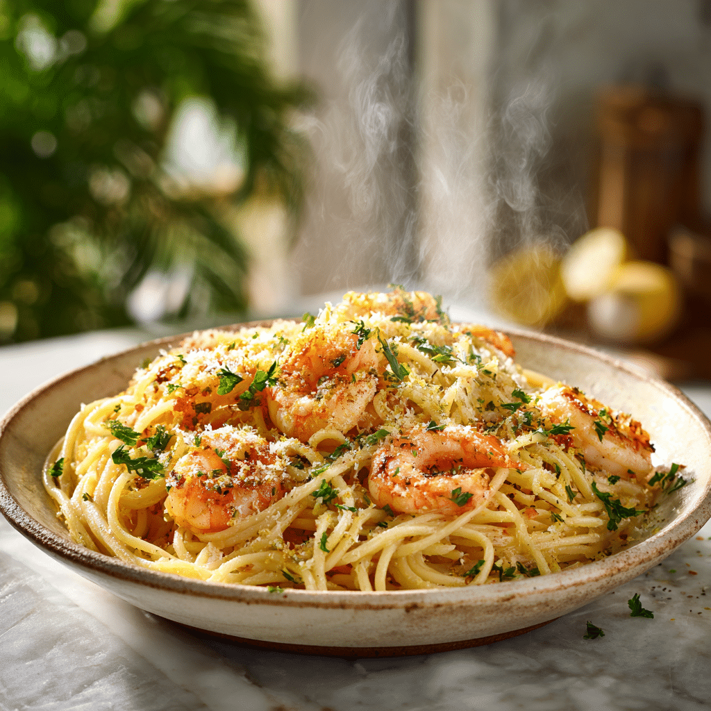 Garlic Butter Shrimp Pasta Recipe - Recipe Image