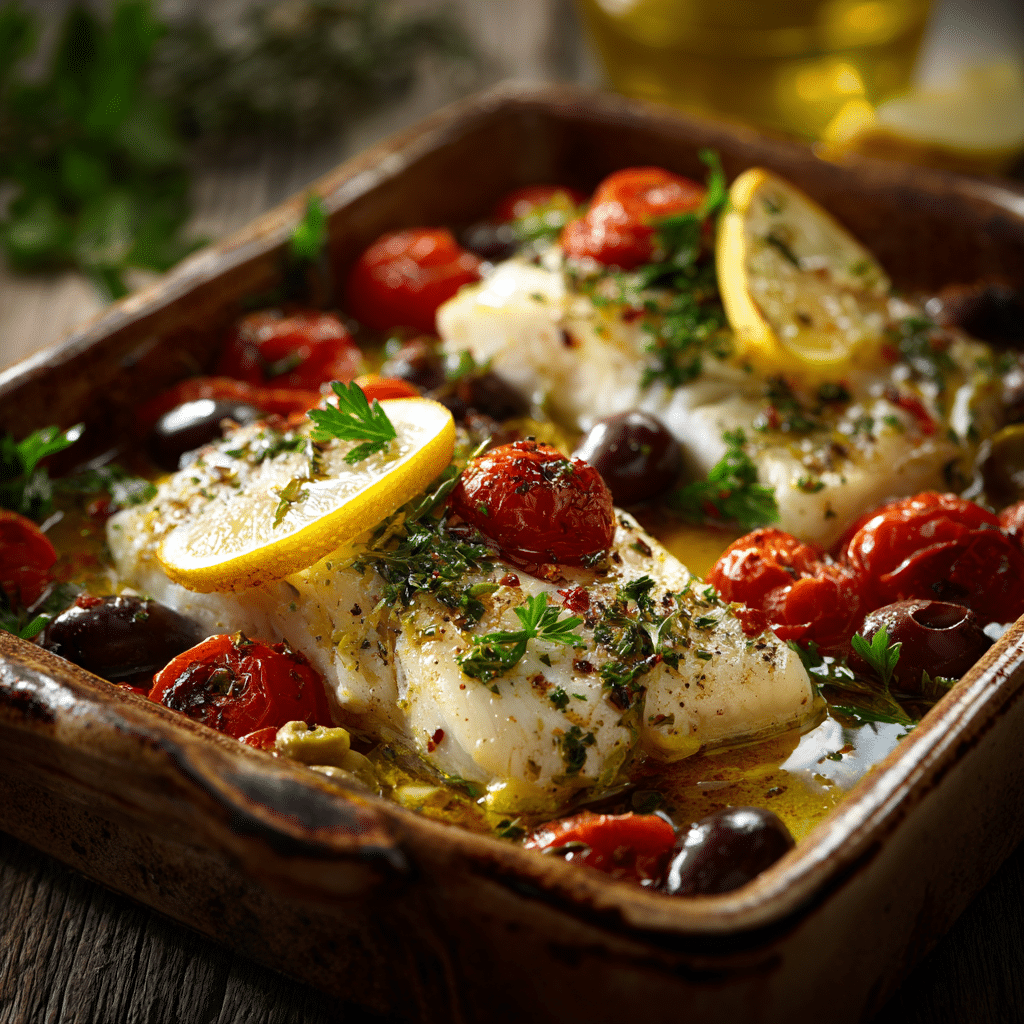 Mediterranean Baked Fish Recipe - Recipe Image
