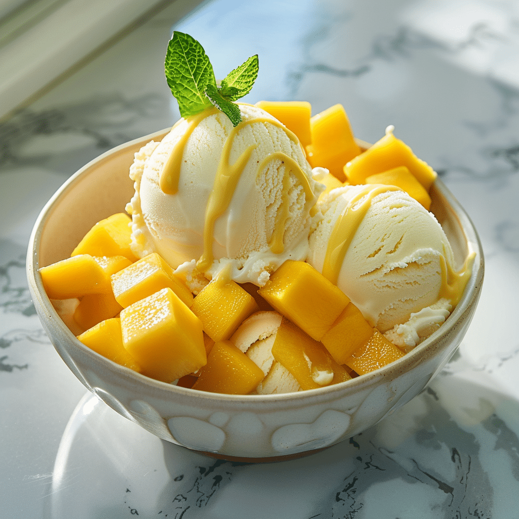 Mango Vanilla Ice Cream Bowl Recipe - Recipe Image